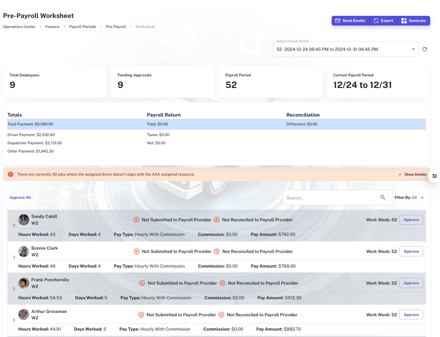 Tow truck scheduling and payroll software